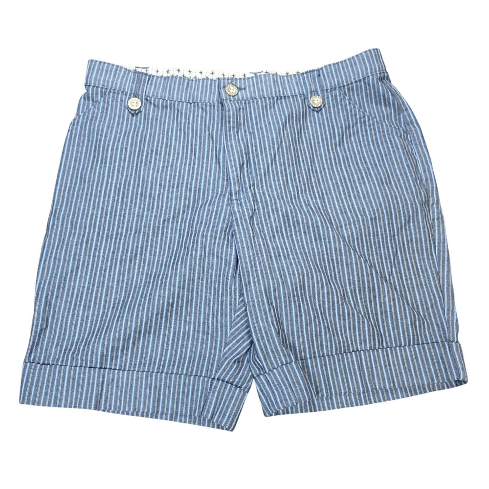 Lee Comfort Waistband Stretch Cuffed Shorts Women's Size 16 Medium Blue White